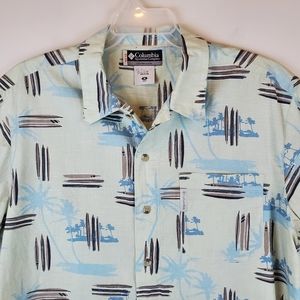 VTG Columbia XCO Hawaiian Surfboards Island Button Up Shirt M Mens Short Sleeve